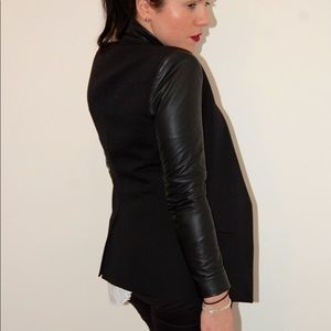 Black Helmut Lang leather sleeve wool blazer